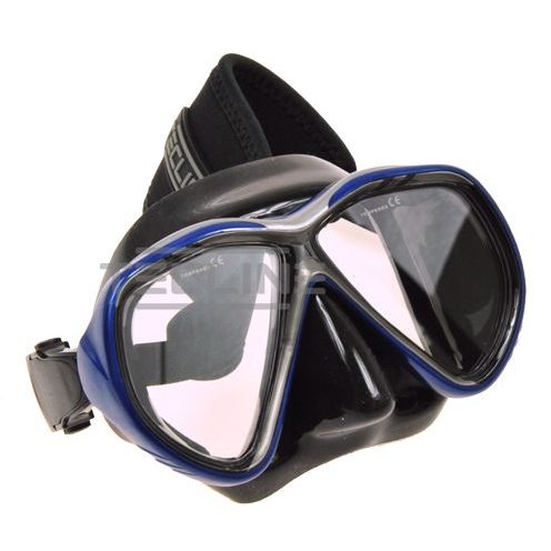 Tiara mask w/neoprene strap, svart/blå-0